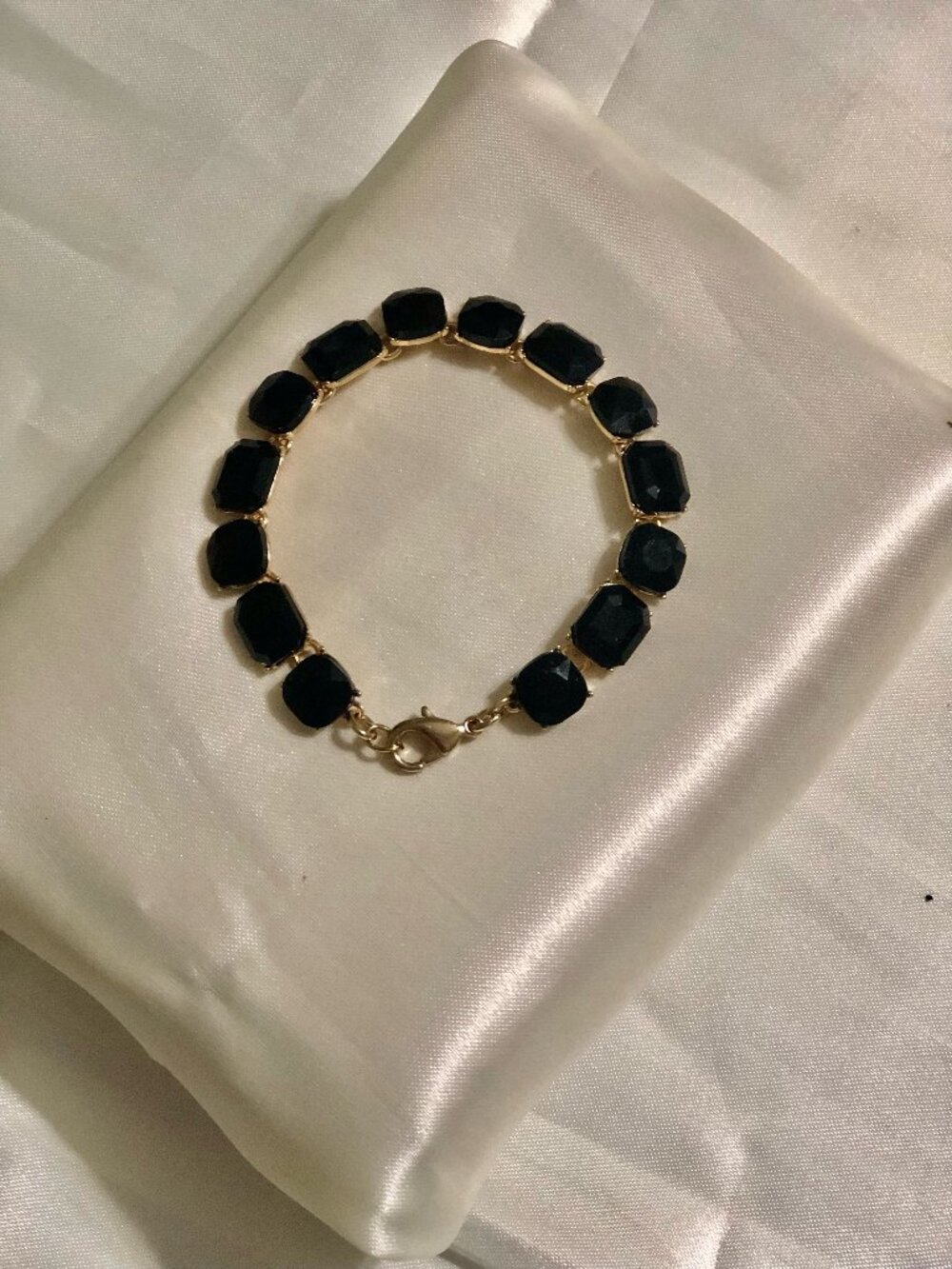 Department Store 7" Gold Tone Black Stone Bracelet